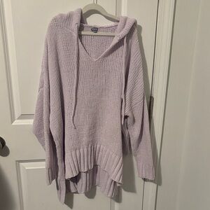 Aerie Lilac V-Neck Hooded Sweater